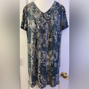 Christian Siriano Dress Snake Reptile Print short sleeve V-neck stretch large